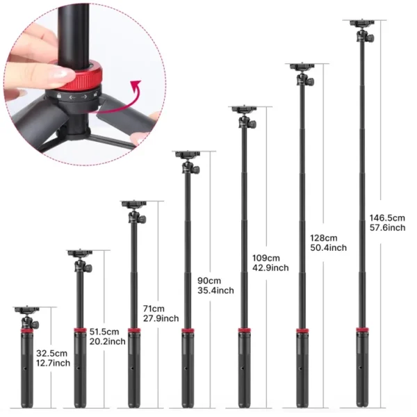 Ulanzi MT-44 Extendable Mini Tripod Stand Flexible Portable Selfie Stick with 360° Rotatable Ball Head - Image 4