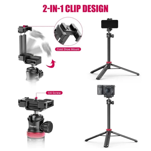 Ulanzi MT-44 Extendable Mini Tripod Stand Flexible Portable Selfie Stick with 360° Rotatable Ball Head - Image 2