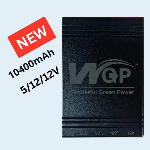 WGP Mini UPS For Router & ONU- Backup Up To 10 Hours (5V, 12V, 12V Output) - Capacity 10400mAh- Black Color