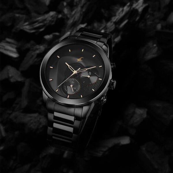 Fastrack 3304KD01 Cerame Quartz Multifunction Black Dial Steel & Ceramic Strap Watch - Image 2