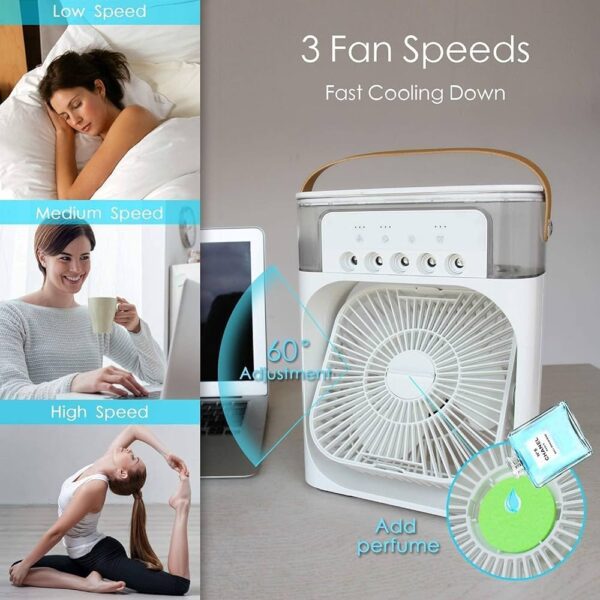 Stay Cool Anywhere With Mini Portable Air Cooling Fan With 5 Mist Flow - Image 3