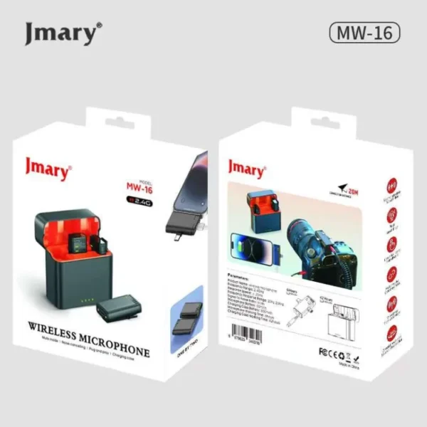 Jmary MW-16 2.4G Wireless Microphone 3 in 1 Mic For Mobile & Camera - Image 2