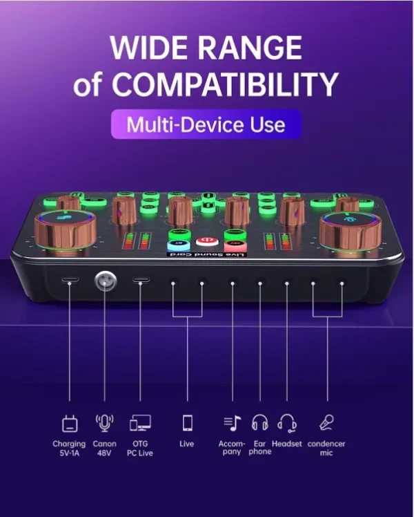 K600 Sound Card Professional Live Broadcast Equipment Accessory Parts Audio Sound Card Mixer Mobile Phone Computer Universal - Image 2
