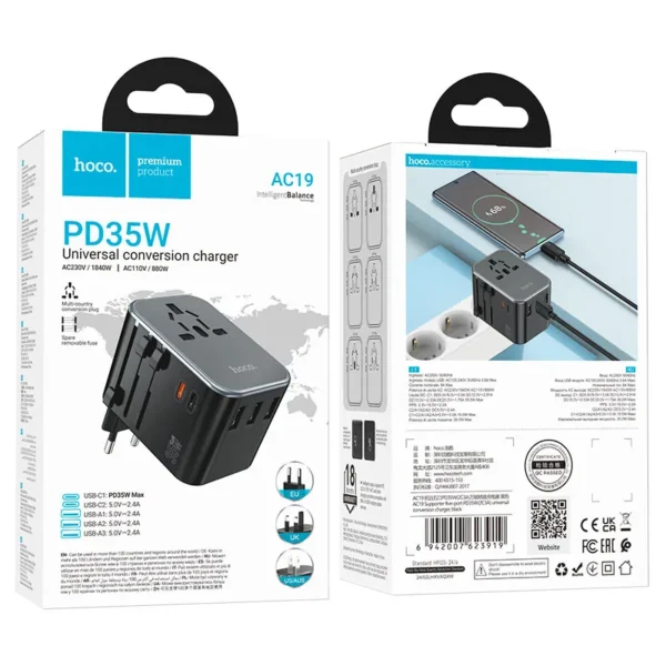 Hoco AC19 Multi-functional PD 35W Universal Travel Charger
