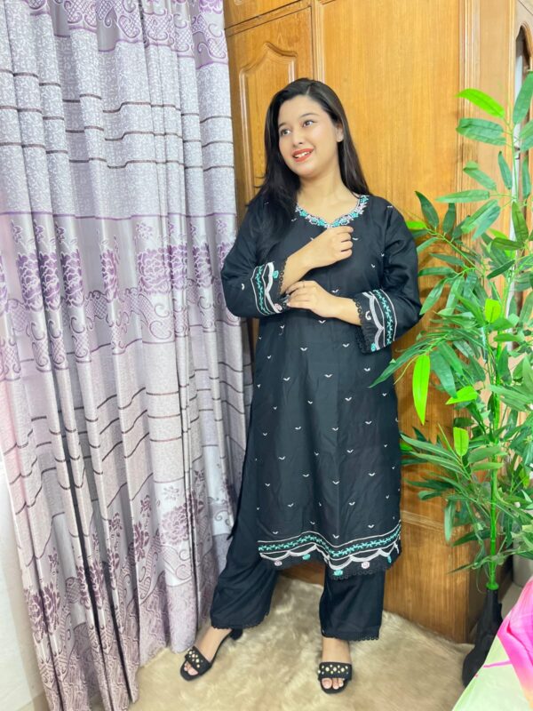 Goergous Design Two Pcs Embroidery Dress - Image 3