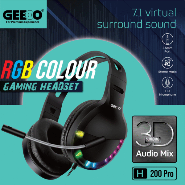 GEEOO H200 PRO RGB Color Gaming Headphone - Image 2