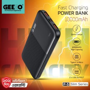 GEEOO P5 Slim Fast Charging 10000mAh Power Bank