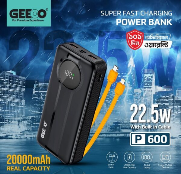 GEEOO P600 Real Capacity Super Fast Power bank