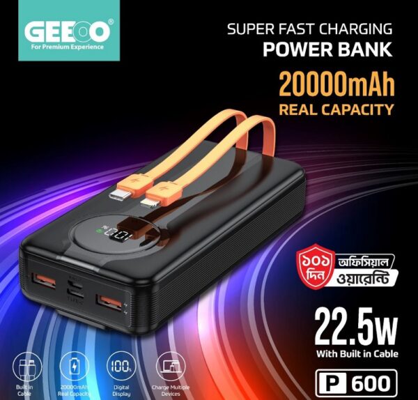 GEEOO P600 Real Capacity Super Fast Power bank