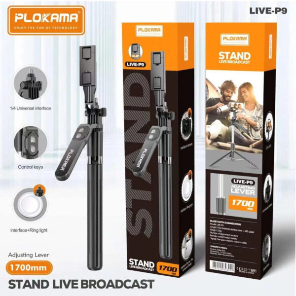 PLOKAMA P9 LED Tongsis Tripod Bluetooth Selfie Stick